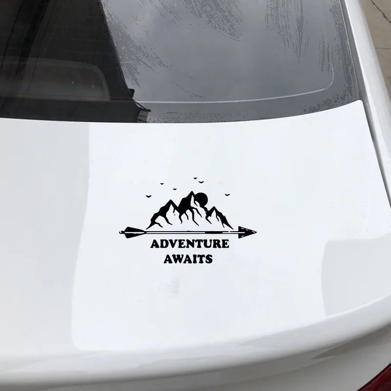

Car stickers personality adventure pattern PVC car decoration accessories decals waterproof sunscreen black/white,19cm*16cm
