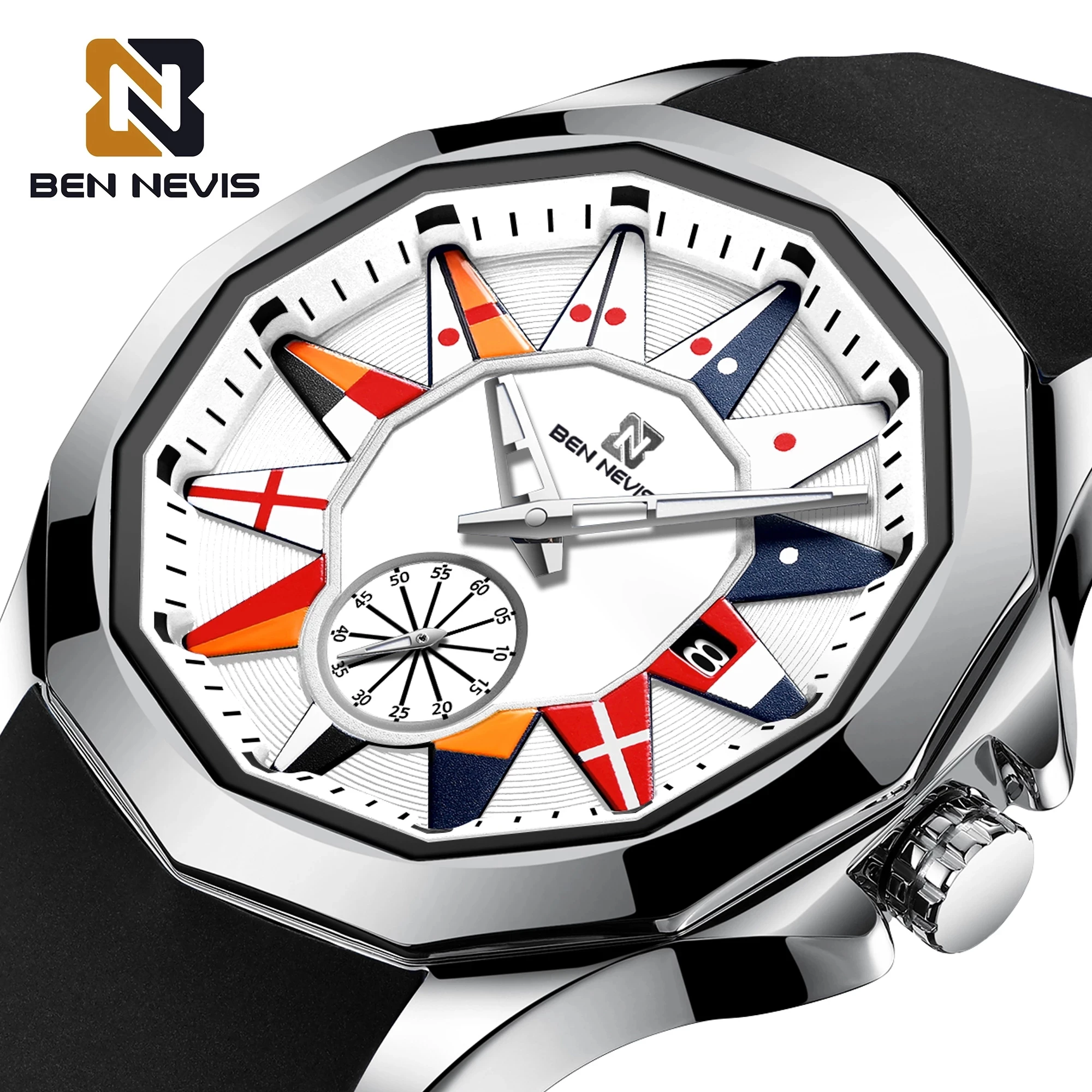 

BENNEVIS 2021 Luxury Men's Watch Top Brand Quartz Watch Men's Automatic Date Waterproof Luminous Watch Stainless Steel Wristband