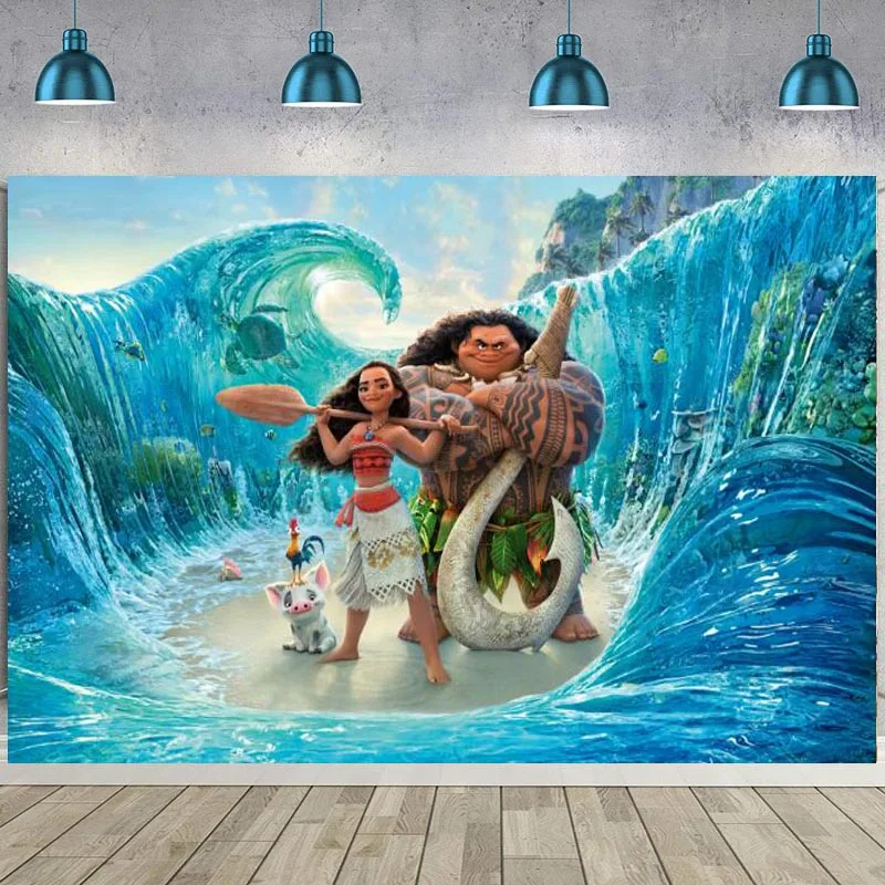 

Moana Maui Photography Backdrop Beach Ocean Vinyl Photo Background Girls Happy Birthday Party Decoration Photo Booth Studio