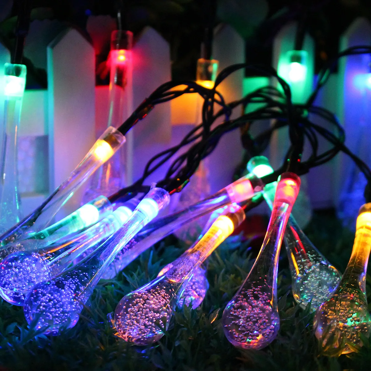 50LED 30LED на солнечных батареях с дождевыми каплями Волшебная гирлянда светильник