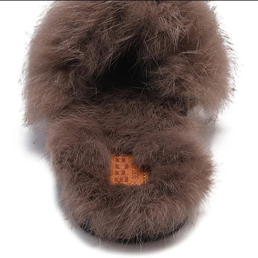 Зимние шерстяные тапочки женские сандалии из флока Уличная обувь на платформе