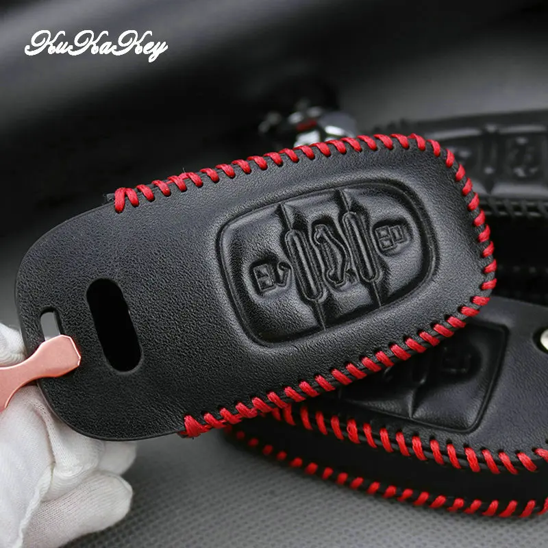Leather Car Key Case Fob Cover For Audi A1 A3 A4 A5 A6 B6 B7 B8 B9 8P 8V C5 C6 Q5 Q7 4M Q8 TT MK1 Ring Bag Accessories | Автомобили и