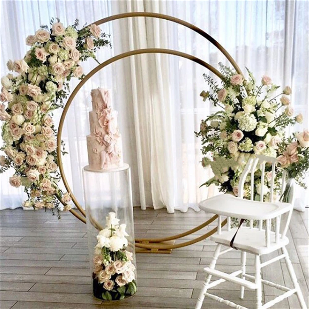 Свадебные реквизиты кованое железное двойное кольцо арочная подставка с цветами
