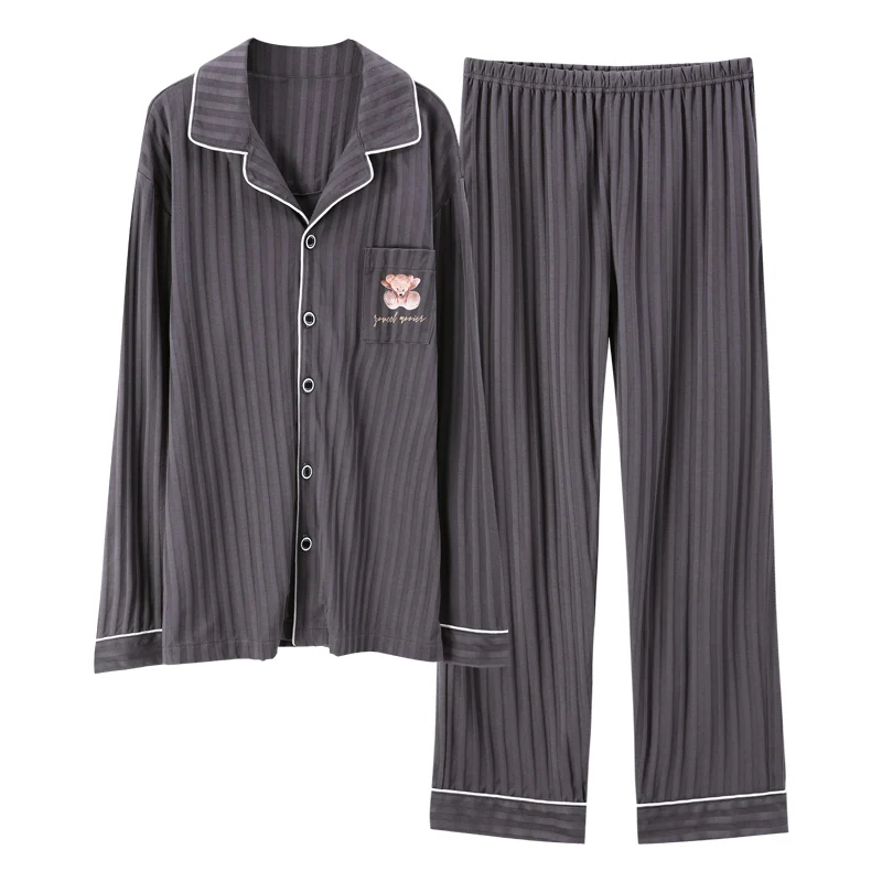 Модные новые осенне-зимние хлопковые Пижамные комплекты для пар с длинным