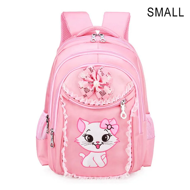 Pink-S Портфолио детские школьные рюкзаки для девочек с изображением кота из мультфильма и ранцы основной Школьный рюкзак, набор наряды для маленьких принцесс Рюкзак Mochila - Цвет: Pink-S