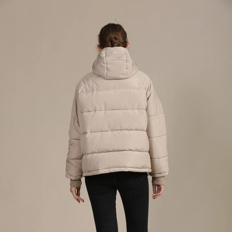 Winter Hooded Puffer Coat Women's Padded Jacket Short Oversized Puffy Coats with Pockets White Jackets Black Outwear 2020