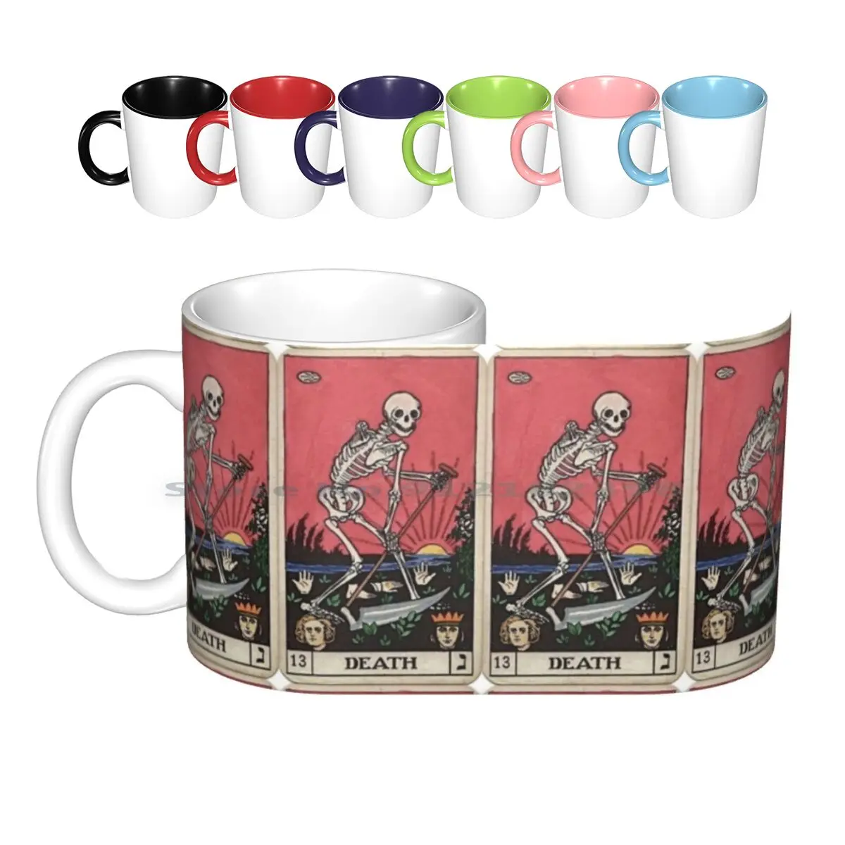 

Керамические кружки Death Tarot, кофейные чашки, кружка для молока и чая, Таро мажора, Аркана, смерти, Хэллоуин, жуткий винтажный скелет, жуткий Та...