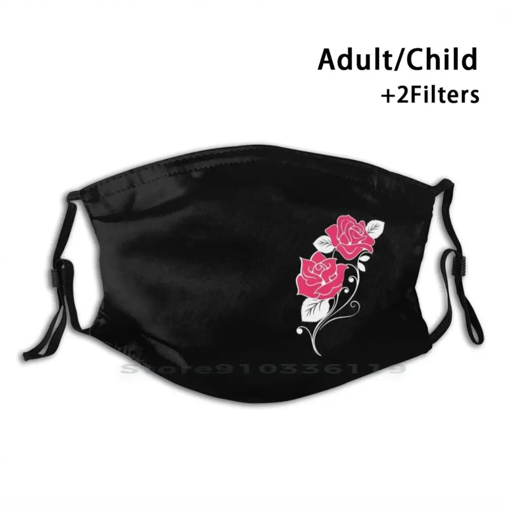 Маска многоразовая с фильтром Pm2.5 для детей защитная тканевая красными розами