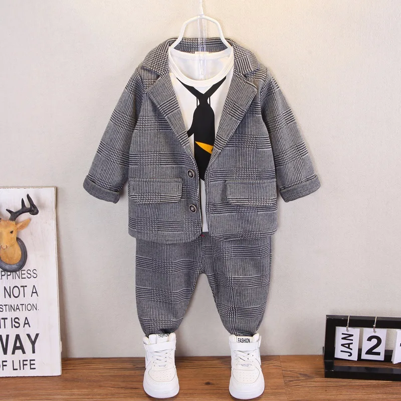 

Children Formal Party Wedding Kids Baby Suit 3Pcs/Set Fall Toddler Boys Suit Jacket+ Solid Shirt+coat Pants Set Jacket for Boys