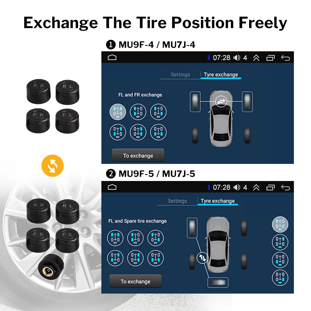 Система контроля давления в шинах Android TPMS DVD-проигрыватель датчик внутренний
