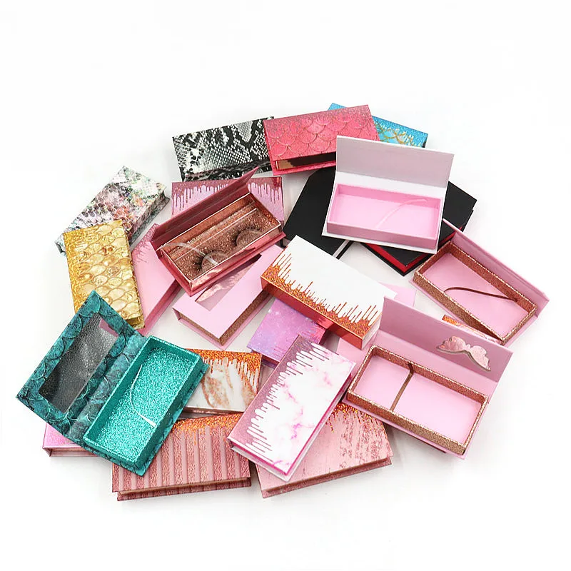 

Eyelash Packaging Box Wholesale 100 Pcs 3D 25mm Mink Lashes Bulk Empty Cases Eyelashes Case False Eyelashes Boxes Print Logo