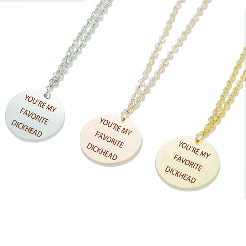 Valentines Day Gifts &quotYou're My Favorite Dumbas&quot Dickea&quot Letters Engraved Necklace Pendant Chain | Украшения и