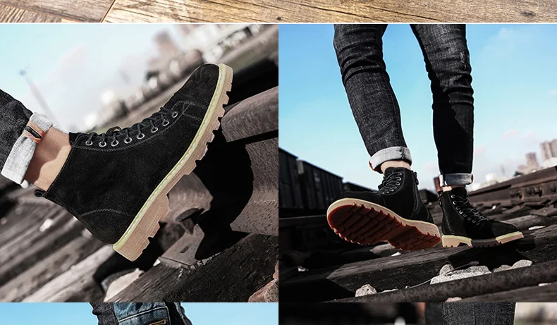 Мужские кожаные ботинки Dr Martins Martens; Зимние ботильоны; Безопасная рабочая обувь; botas hombre Zapatos De Seguridad Safty; обувь размера плюс 48