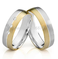 2014 classic bicolor handmade sona cz stone titanium wedding bands lovers engagement rings for women and men
