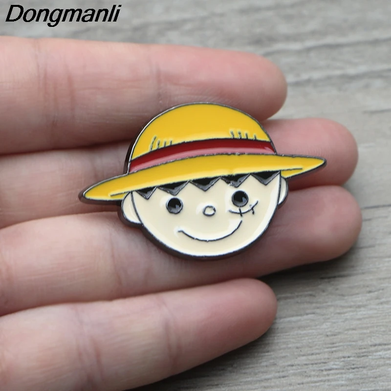 

K1179 Luffy Anime Metal Enamel Pin and Brooches Clothes Lapel Pin Badge Buttons Brooch Lovers Denim shirt lapel pins 1pcs