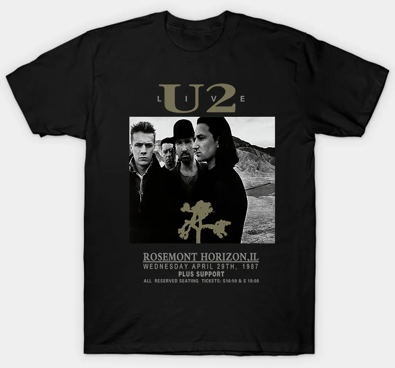 U2 'Live' (древесный уголь) Футболка усиленная одежда новая и официальная!|Мужские