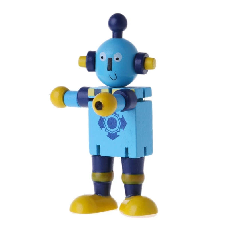 

New 6 Styles Cute Wooden Robot Block Toys Baby Action Figures Cute Model Toy