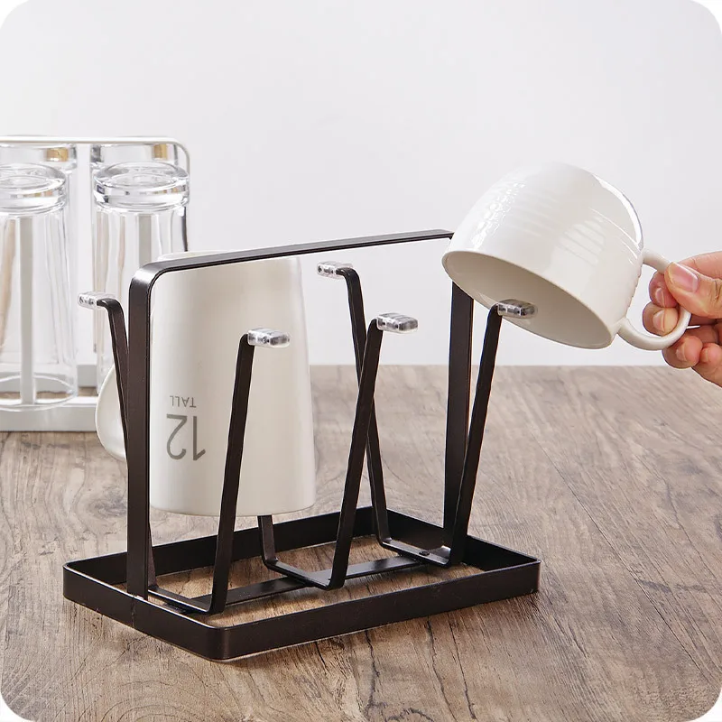 Creative Iron 6 Cups Mug Glass Stand Holder Drying Shelf Home Kitchen Hanging Drainer Storage Rack Accessories |