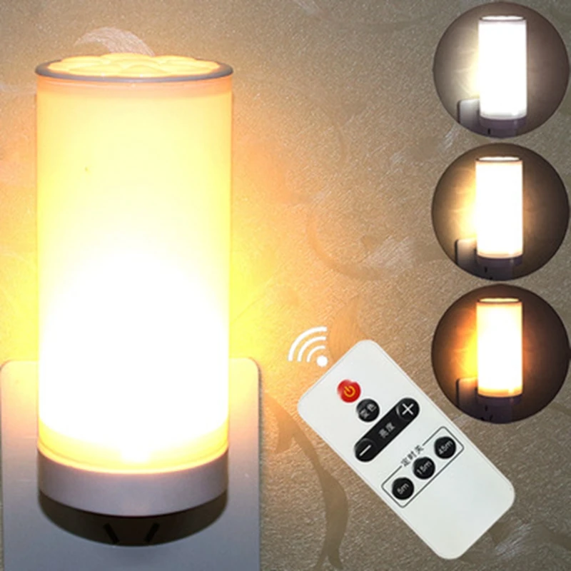 Remote LED Night Light Bedside Lamp with Controller Dimmer Table Lamp AC 110-240V EU Plug In Desk Lamp With Timing Function