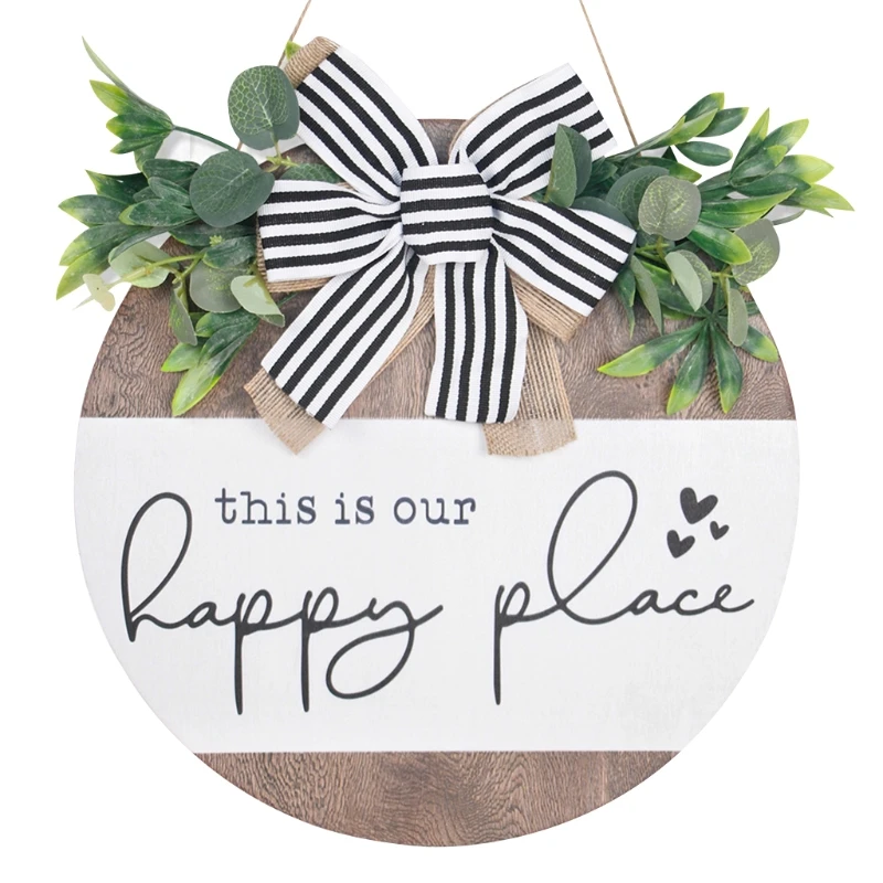 

Креативный деревянный подвесной знак, украшение с бантом для входной двери, фермерского дома, крыльца, настенное украшение, подвесной знак, ...