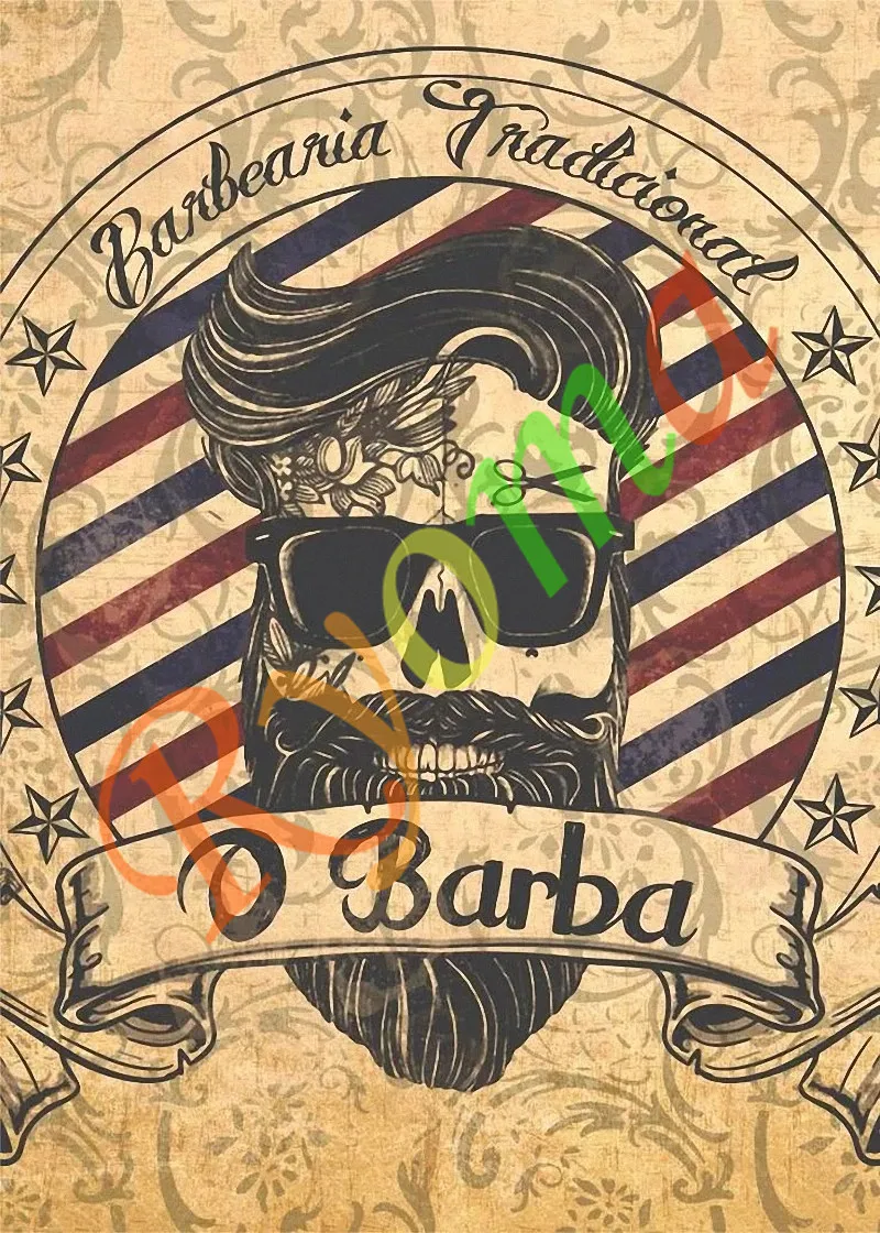 Винтажные парикмахерские татуировки с узором плакаты из крафт-бумаги