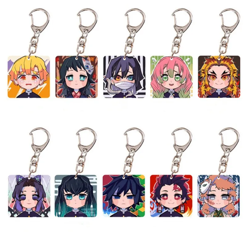 

Anime Demon Slayer Keychain No Yaiba Double-sided Transparent Pattern Acrylic Keychain Cute Cartoon Small Gift