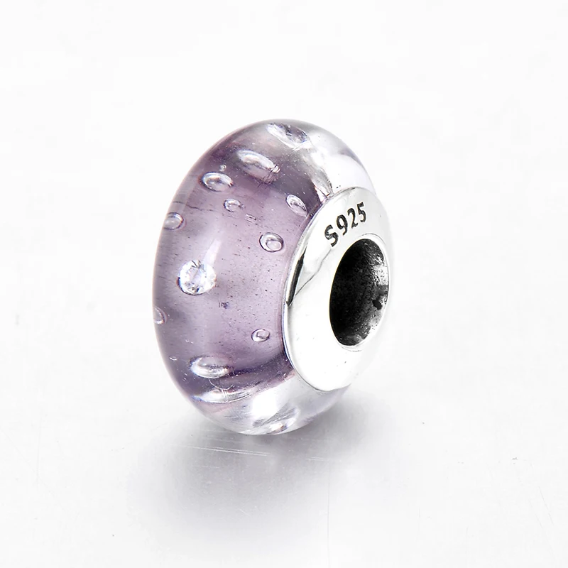 2018 Горячие 925 стерлингового серебра круглые прозрачные Пузырьковые фиолетовые