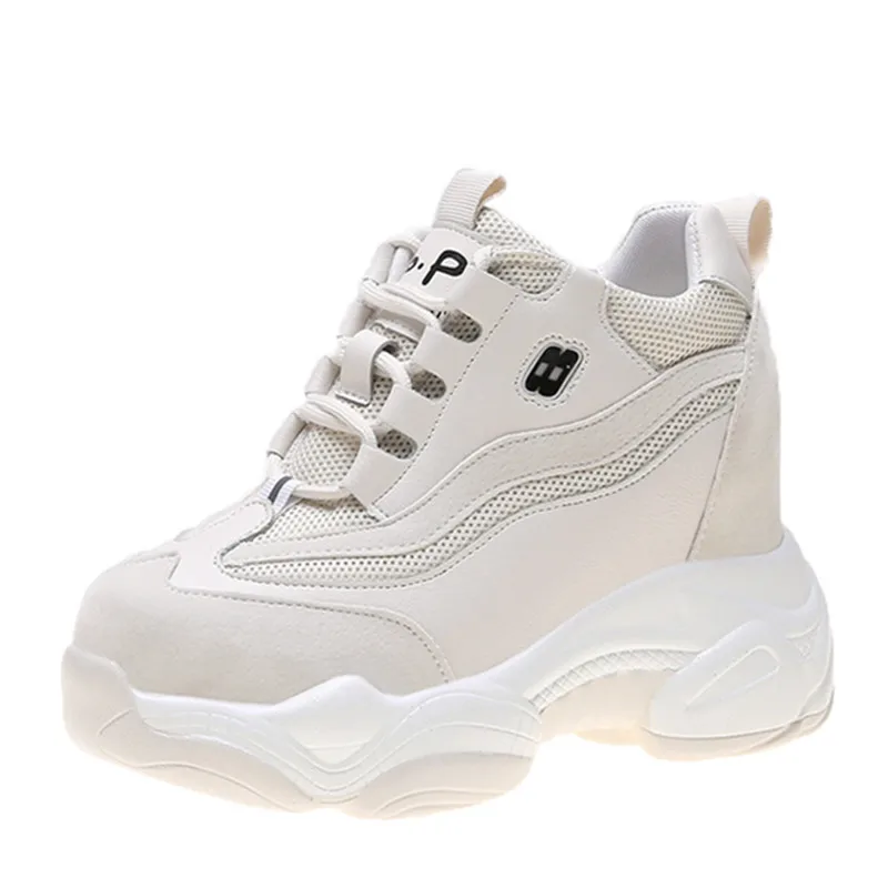 Женские Прогулочные кроссовки Осенняя обувь на платформе со шнуровкой Дышащая