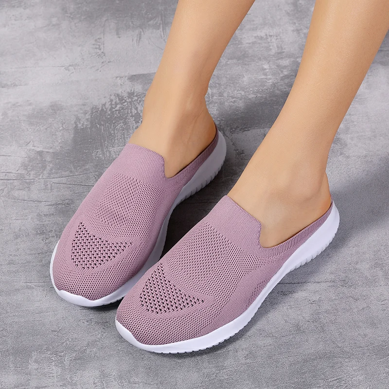 

Plus Size 35-42 Women Walking Shoes 2021 Slip On Sock Air Mesh Female Sports Light Loafers Black Sneakers Home Slippers