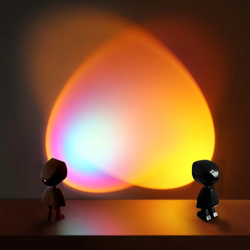 USB 360 ° Hoàng Hôn Bóng Đèn Máy Chiếu Robot Led Đèn Ngủ Cầu Vồng Hoàng Hôn Đỏ Selfie Đèn Phòng Ngủ Bầu Không Khí Đèn Bàn