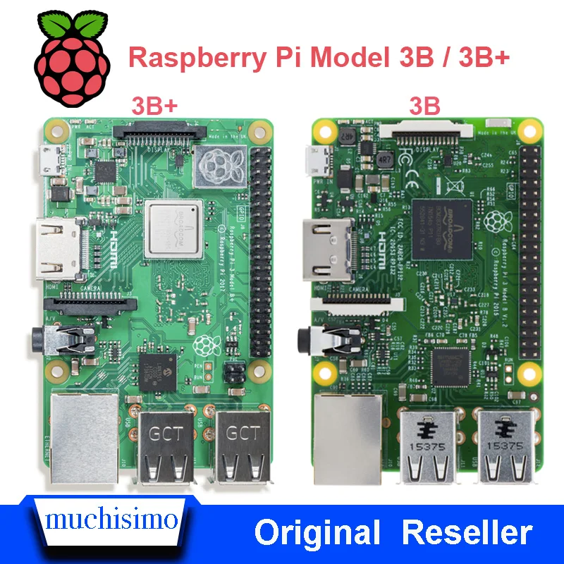 Оригинальный Raspberry Pi 3 Model B + Plus 3B WiFi и Bluetooth 1 4 ГГц с теплоотводом адаптер питания
