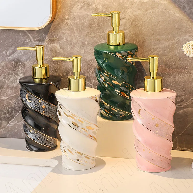 

European Ceramic Soap Bottle Creative Bathroom Accessories Irregular Decorative Shampoo Container Hand Sanitizer Press Bottles