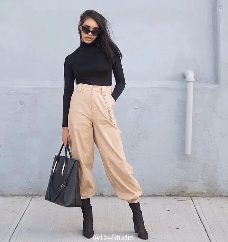 

Women's Casual Jogger Cargo Pants Summer Autumn Streetwear High Waist Loose Carrot Pants Ladies Sportwear Wide Leg Trousers