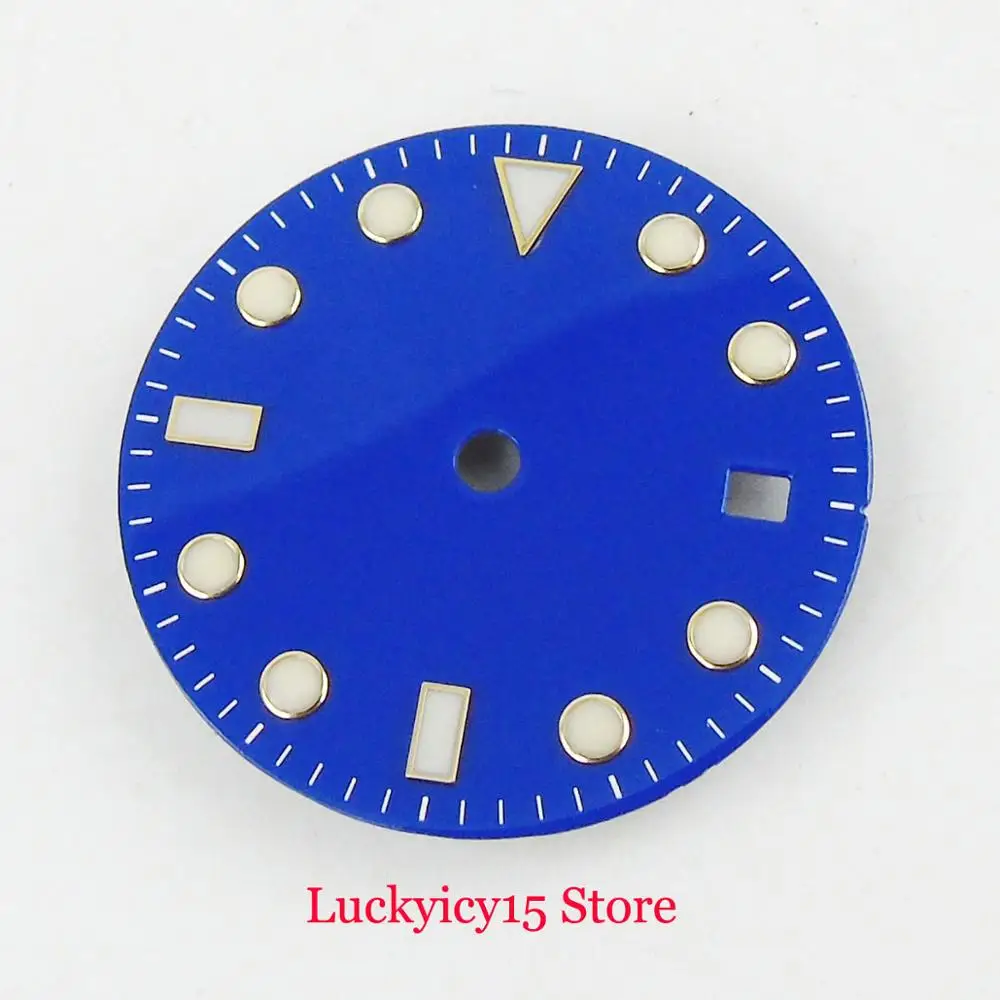 

Детали для часов Nologo, синий циферблат для часов 28,5 мм с золотым краем, подходит для MIYOTA, автоматический механизм