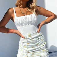 2021 sexy femme mini camis square collar ruched solid new women crop tops summer backless clubwear cropped off shoulder tank y2k
