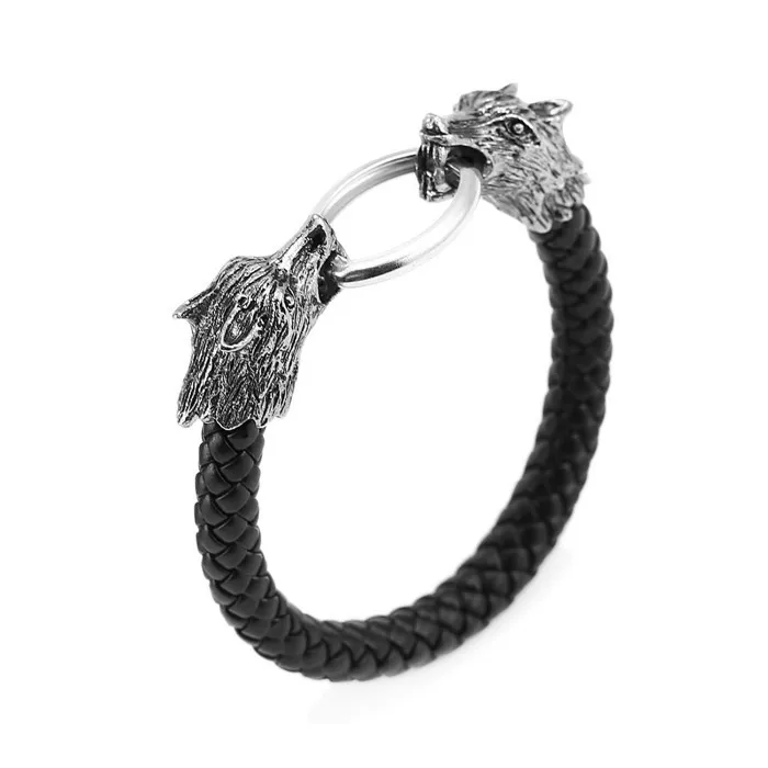 Мужские черные прочные кожаные браслеты в стиле панк рок готический череп