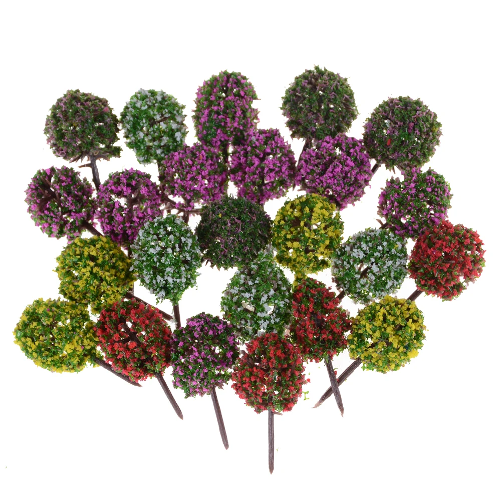 

5pcs/lot Plastic Miniature Flower Tree Plants Fairy Garden Decoration Dollhouse Craft Model