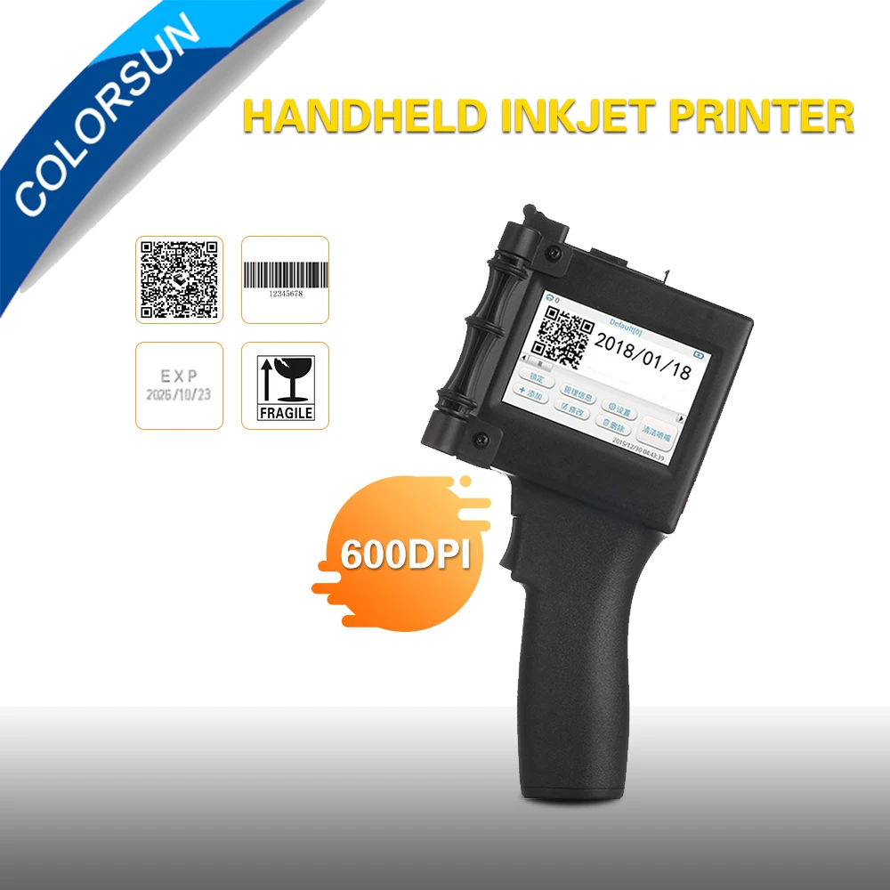 Портативный струйный ручной принтер Colorsun 13 мм 600 точек/дюйм срок годности партии