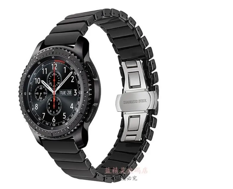 Ceramic black Бабочка керамический ремешок для Samsung Galaxy watch 46 Активный браслет Gear s2 s3 Neo zenwatch 1/2 Huami amazfit 2 s 1 pace bip ремешок - Цвет ремешка: Ceramic black