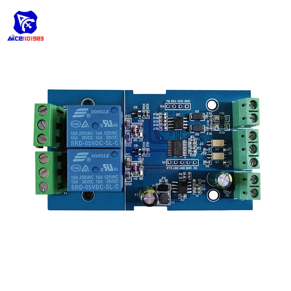 Релейный модуль Modbus RTU, переключатель с входом и выходом RS485/TTL ...