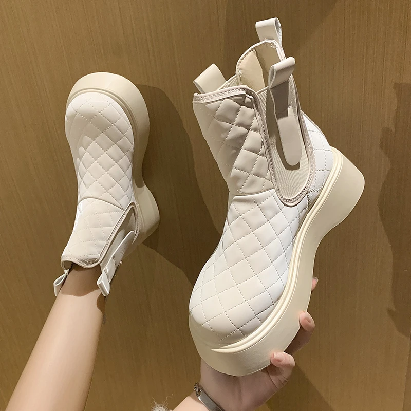 

Противоскользящие зимние сапоги Vrouw Laarzen, теплые сапоги, украшенные бархатистой подкладкой, роскошные дизайнерские бежевые сапоги