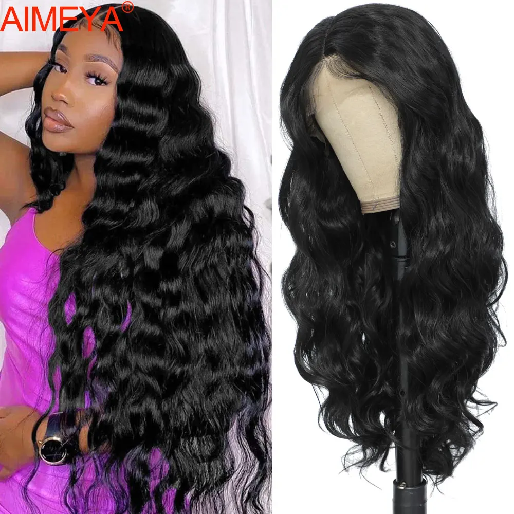 

AIMEYA Body Wave Lace Front Wig Synthetic Wigs for Women Straight Lace Frontal Wig with Baby Hair Highlight Blonde Cosplay Daily