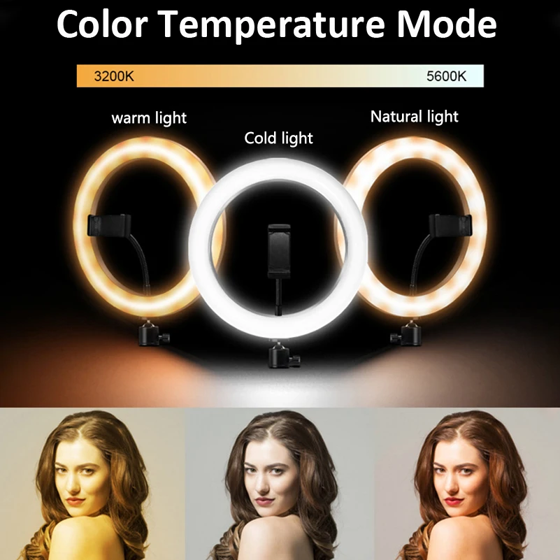 10 ''rgb кольцевой светильник с штативом светодиодный для селфи держателем