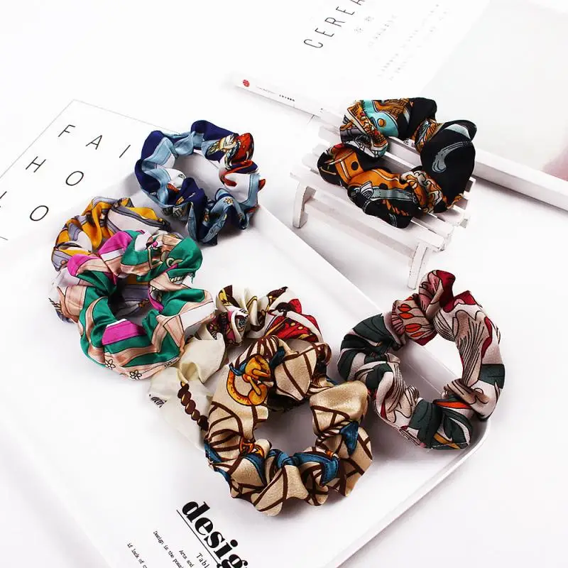 Резинки для волос в этническом стиле женские атласные резинки ретро с цветочным