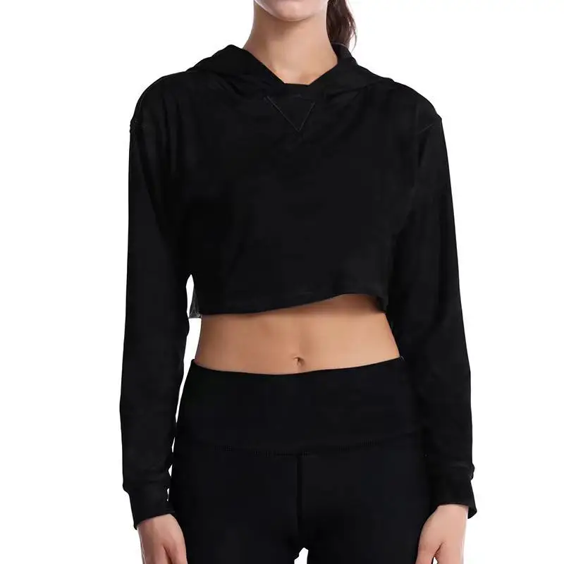 

Новая осенне-зимняя нейлоновая Толстовка Женский Короткий Топ свитер с принтом женская толстовка одежда для фитнеса женская рубашка с длин...