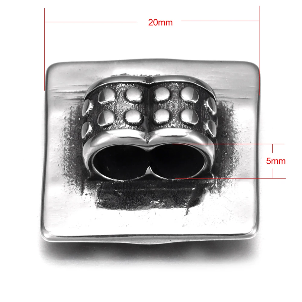 Бусины-слайдеры из нержавеющей стали с двойным отверстием 5 мм квадратная горная