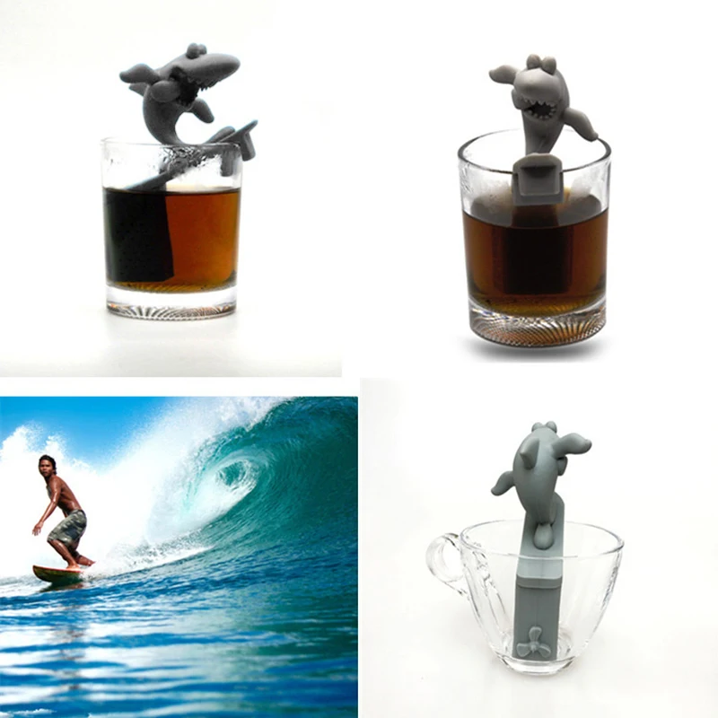 1 шт. милый силиконовый серфинга Акула чай заварки многоразовые вкладыши Чай