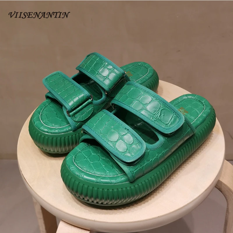 

Summer Trend New Style Velcro Thick-soled Casual Slippers 2021 Fashion Lazy Beach Sandals and Slippers