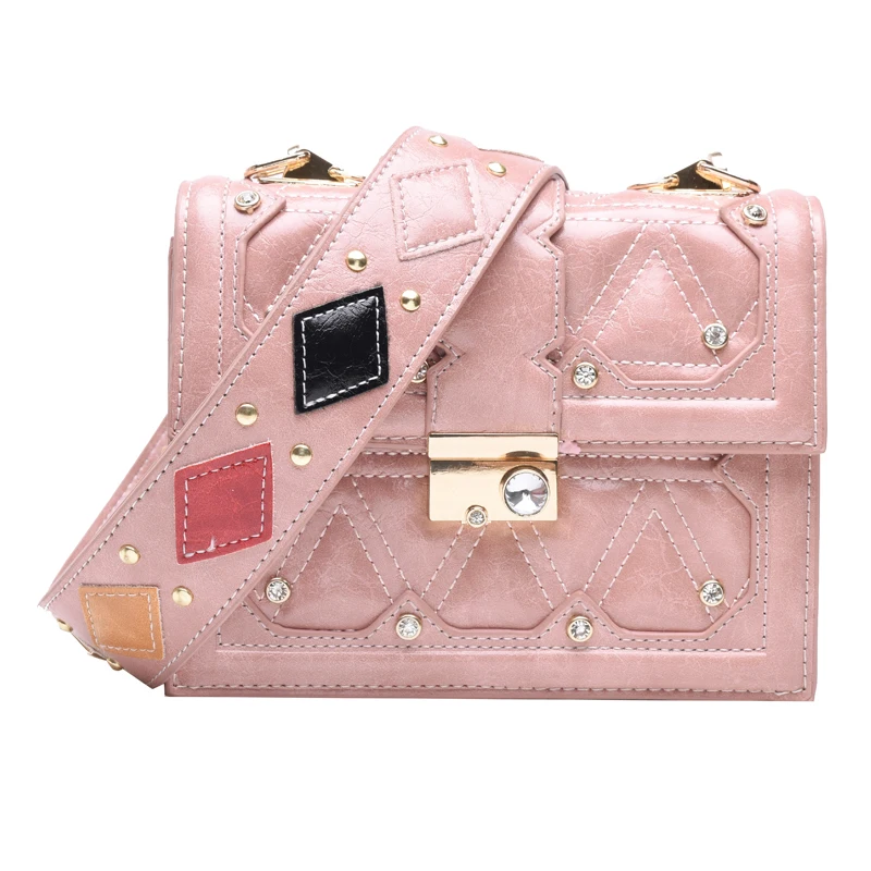 

Brand Female Luxury Flap Square Bag 2019 New High Quality Leather Women's Designer Handbag Diamond Lock Shoulder Messenger Bag