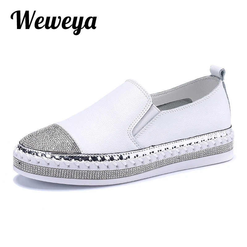 Эспадрильи женские из натуральной кожи лоферы на плоской подошве мокасины в